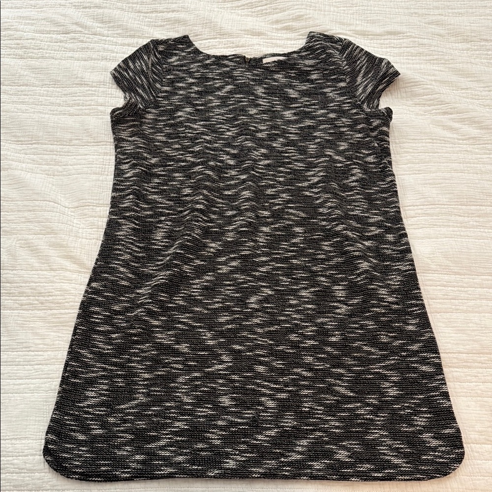 LOFT Black and Gray Textured Mini Dress